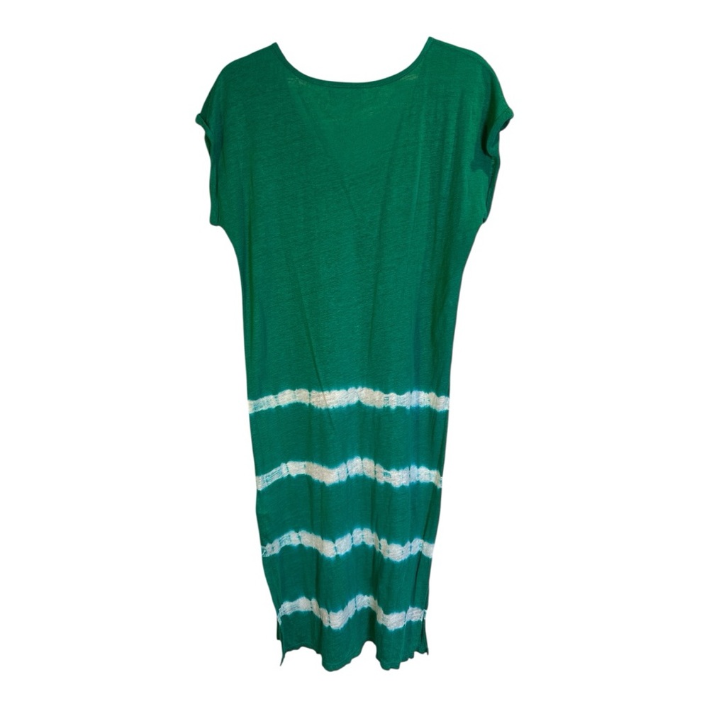 Velvet by Graham & Spencer Green and White Linen Midi Dress EUC - Picture 6 of 9